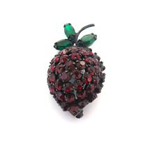 Vintage 1960s Mid Century Joseph Warner Sparkling Red & Green Strawberry Brooch picture