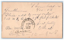 1892 Mr O Rust WJ Young and Co. Thornburg Iowa IA Clinton IA Postal Card picture