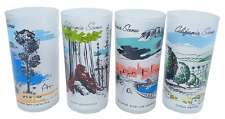 Libbey Frosted California Scenes Set of 4 Drinking Glasses 12 oz. 5.5