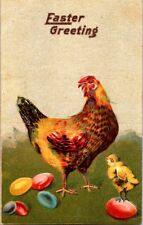 c.1910 Easter Greetings Postcard Rooster & Chick Conotton OH Postmark picture