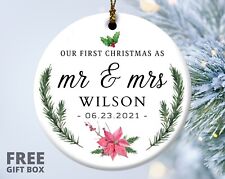 Personalized First Christmas Married Ornament, Newly Married Gift Ornament picture