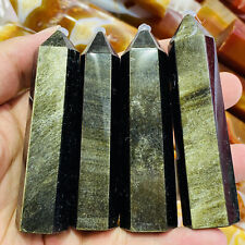 70g Natural Gold Obsidian Quartz Crystal Obelisk Wand Tower Healing Reiki 1pc picture