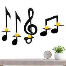 Black Music Note Wall Sconce Metal Wall Sconce Candle Holder Set Of 4 Decoration picture