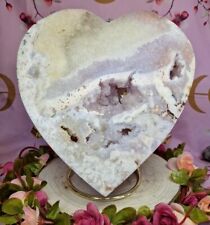 Beautiful Big Druzy Pink Amethyst Crystal Heart Carving 2.2kg 20cm & Stand picture