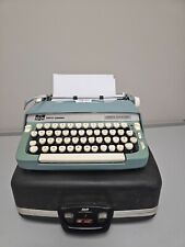 Vintage Teal Smith Corona Super Sterling Manual Typewriter with Case picture