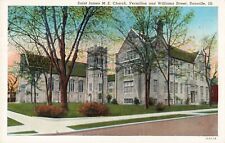 Saint James M.E. Church Danville Illinois IL Linen c1940 Postcard picture
