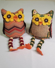 Pair of Decorative Stuffed Owls Fall Decor Table Sitting Plush 5