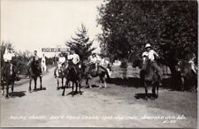 HARTFORD JUNCTION, Wisconsin Photo RPPC Postcard Riding Horses, DEER TRAIL LODGE picture