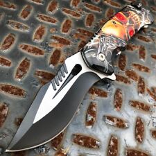 TACTICAL Skull CHAIN Spring Open Assisted Pocket Folding Rescue Knife Blade NEW picture