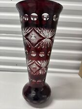 Monumental bohemian Czech red Cut To Clear Vase picture