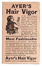 c1880s Ayer's Hair Vigor Quack Medicine Elixir Women's Beauty Antique Print Ad picture