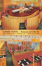 Chicago, IL CORNER HOUSE Restaurant & Table Bar c1940s Linen Vintage Postcard picture