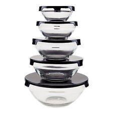 Glass Food Storage Containers with Snap Lids- 10 Piece Set by Chef Buddy (Black) picture