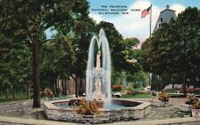 Postcard WI Milwaukee Fountain National Soldiers Home Linen Vintage PC f8271 picture