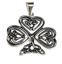 Vintage Irish Celtic Knot Shamrock Pendant Heart Cross 925 Sterling Silver  picture