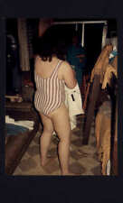 SNAPSHOT from ALBUM * LADY striped SWIMSUIT BACK SIDE inside Cabin other Lady  picture