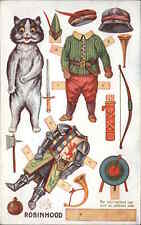 Louis Wain Cat Fantasy TUCK Dressing Dolls ROBINHOOD c1910 Postcard EXC-MINT picture