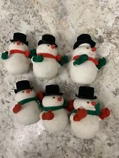 Vintage Flocked Snowman Ornaments 4
