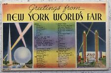 NEW YORK WORLD’S FAIR 1939 ~ OFFICIAL postcard ~GREETINGS FROM : boxes to check picture