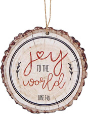 Joy to the World Luke 2:10 Printed Faux Wood Christmas Tree Ornament, 3 1/2 Inch picture