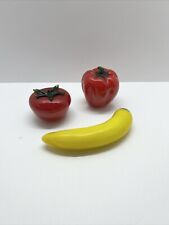 Vintage MCM Murano Style Art Glass Fruit Vegetable Tomato & Peppers 3 PC Lot picture