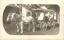 RPPC Victorian women in wagon drawn by white horses ~ real photo 1907-1917 picture