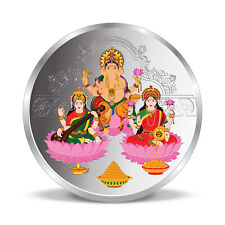 Indian Traditional Laxmi Ganesha & Saraswati Silver Coin 999 pure 100 gm picture