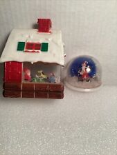 Vintage Christmas Plastic Snow Globe Santa Elves Santa Work Shop picture