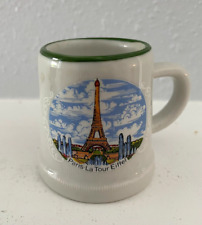 Rare Ceramic White mini mug Paris La Tour Eiffel souvenir France 2