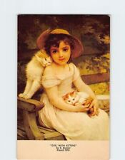 Postcard Girl With Kittens By E. Munier Haussners Restaurant Baltimore MD USA picture