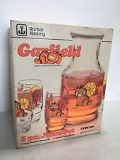 Vintage 1978 Anchor Hocking Garfield 5 piece Glass Juice Set Mint / Original Box picture