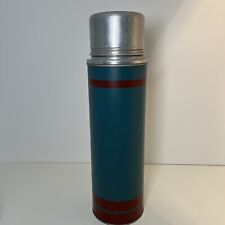 Vintage JC Higgins Thermos #7312 Vacuum Bottle Cork Stopper Red And Turquoise  picture