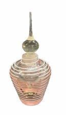 Unique Retro Art Glass Pink Perfume Bottle Hand Blown With White Swirl/Cut View picture