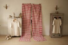 Pair of Curtains in Pink Check Fabric Antique French Vichy c1750-1800 doorway  picture