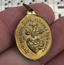 Rare Antique German Copper Sacred Heart Medal c1900 picture