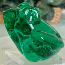 Vintage Silvestri Clear Green Art Glass Frog Paperweight Figural Figurine 1970s picture
