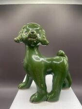 Vintage Kitschy Dog Figurine Green Glazed Porcelain 1940-1950s Japan picture