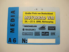 ORIGINAL 1990 MEDIA PASS FOR DASHBOARD? MOTORRAD WM 1990 NURBURGRING AUTO RACING picture