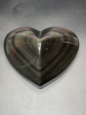 Large Rainbow Obsidian Polished Heart With Flat back 2.7in x 2.27in x 1.07 118g picture