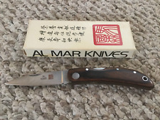 Vintage AL MAR SEKI JAPAN Lockback Knife “HAWK” Dark Wood Handles - W/ Box picture