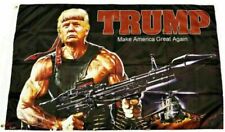 Trump 2024 USA Donald Trump Rambo Bazooka 3x5 ft Flag Poly President MAGA 100D picture