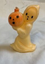 Vintage GURLEY HALLOWEEN Candle Ghost Holding Orange Pumpkin Jack-o-lantern picture