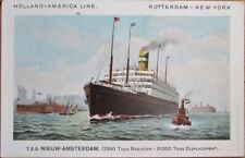 Holland-America Line TSS Nieuw-Amsterdam 1928 Steamer Steam Ship Postcard, Liner picture