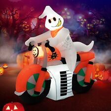 5 FT Halloween Inflatable Ghost Riding on Motor Bike Yard Decor w/ LED Lights picture