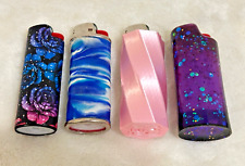 Lot of 4 - Full-Size Bic Lighters (New) w/ Misc. Designer Cases - Pink, Purple.. picture