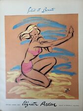 Elizabeth Arden 1947 Print Ad Du Mag Swiss Soleil et Beaute Blonde Bikini Beach picture