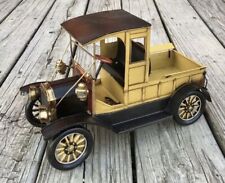 Yellow 1920's Ford Model-T Truck Tin Art Metal Model Car, 8” x 12” picture