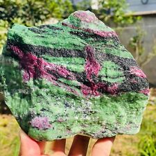5.20lb Large Natural Ruby Zoisite Quartz Crystal Gemstone Specimen Wood Base picture