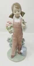 Lladro Spring Girl Flowers Bird Watering Can Porcelain Figure #5217 Flaw picture