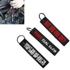 3PC Double Sided Embroidered Key Chain Motorcycle Tag Keychain New Gift Keyring picture